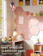 Fluxynara 8-Pack Hexagon Felt Bulletin Board Tiles, Pink-1 - Image 5