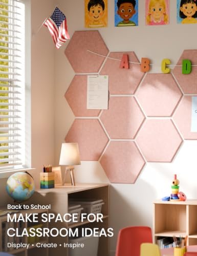 Fluxynara 8-Pack Hexagon Felt Bulletin Board Tiles, Pink-1 - Image 5