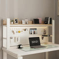 Desk Organizer with Pegboard, Desktop Shelves & Office Shelves, Desk Hutch Top Only, Adjustable Hutch for Dorm or Office, Steel Frame Display (White, 37" L x 10" W x 26" H) by VIBRFURE