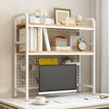 IOTXY 2-Tier Desktop Hutch Bookshelf, Metal Desk Shelf, White, 37.4" W by IOTXY