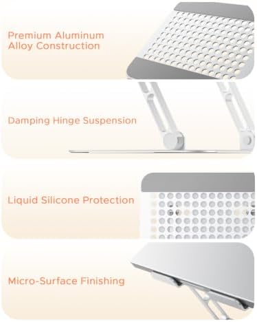 PHIXERO Height Adjustable Laptop Stand, Aluminum Laptop Riser Silver WS1 - Image 7