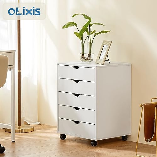 OLIXIS 5 Drawer File Cabinet on Wheels, Printer Stand - Image 4