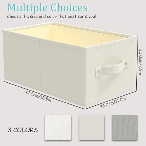 Storage Basket, Closet Organizer, 3 Pack, Beige, 18.5x11x7.9 In - Image 3