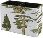 PU Leather Multi-Compartment Pen Holder Desktop Organizer Pencil Cup Storage Caddy for Office Home Supplies Hand Drawn Trees Pine Olive Olive Cypress Forest Growth Outdoor Ecology - Image 7