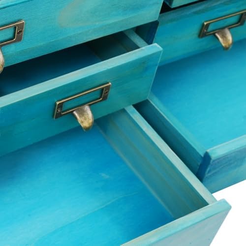 4-Piece Desktop Drawers Stackable Wood Desktop Cabinet with 3 Drawers Tabletop Storage Organization Box Drawer Cabinet for Bedrooms, Offices, Dormitories, Kitchens (Blue) - Image 5