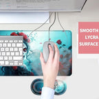 Mouse Pad,Large Desk Mat Set, 4in1 XL Mousepad + Keyboard Wrist Rest+Mouse Wrist Rest+Coaster with Ergonomic Desk Pad for Home Office Table Computer Cover -Woman with Skull Face - Image 4