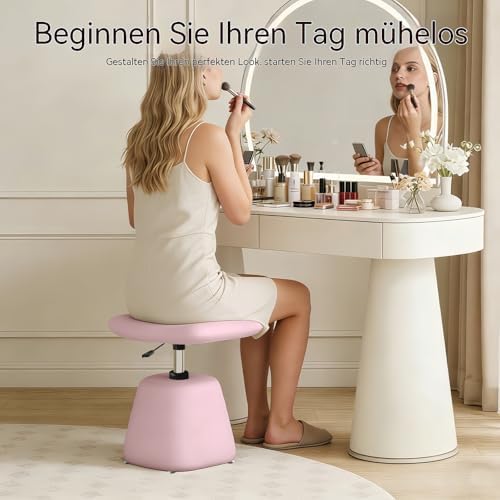 PU Leather Ottoman for Small Space, Swivel Vanity Stool with Adjustable Height,Upholstered Ottoman Foot Rest Under Desk for Living Room, Bedroom, Entryway - Image 7
