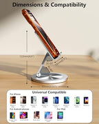 Phone Stand for Desk, 360° Rotating Dual Adjustable Foldable Cell Phone Holder, Heavy Solid All-Aluminum Base Anti-Slip Stable Support for Home Office Study, Fits iPhone Galaxy 4-8" Phones - Image 7