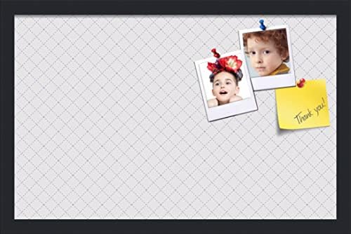 PinPix 22x14 inch Cork Bulletin Board. This Decorative Framed Pin Board Comes with Diamond Pattern in Light Grey Design and Satin Black. Ideal for Home, Office Decor or School (PinPix-524) by PinPixBulletinBoards