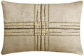The HomeCentric Pack of 2 Decorative Lumbar Pillow Cover Gold, 12"x24" (30x60 cm) Jacquard Zardozi, Textured, Beaded, Hand Embrodiery Oblong Cushion Cover, Striped Modern Style - Zarae by TheHomeCentric