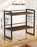 2-Tier Desktop Bookshelf, Desk Shelf Organizer, Rustic Brown - Image 3