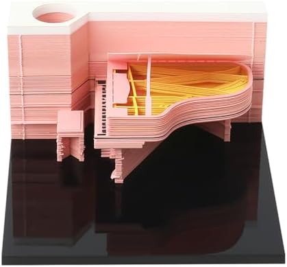 3D Memo Pad, 3D Calendar 2027, Time Piece Calendar, Tear-Off Calendars 2027, 3D Paper Carving Art Memo Pad, Art Carving Sticky Notes for Office Home Gifts Ornaments (Piano - Pink) by JCSY
