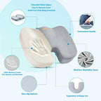 SAIREIDER Lumbar Support Pillow and Office Chair Cushion, Memory Foam Car Seat Cushions Back Support Pillows, Reduce Pressure On Tailbone and Sciatic Nerve, Relieve Pain of Back and Lumbar(Grey) - Image 3