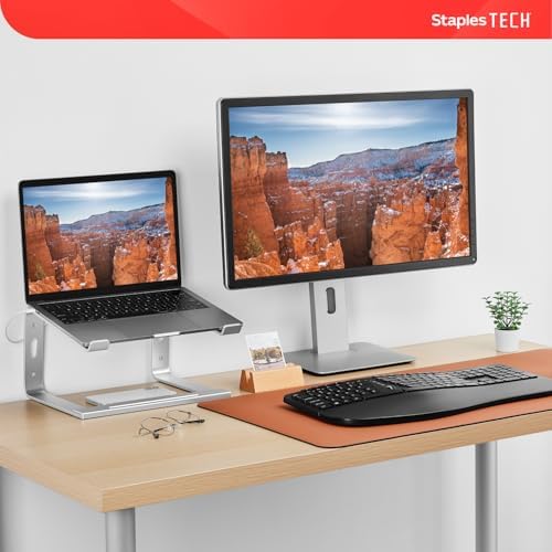 Staples TECH Adjustable Aluminum Laptop Stand, 11-17 In, Silver - Image 2
