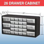 Akro-Mils 26-Drawer Plastic Storage Cabinet, 20" W x 6" D x 10" H, White - Image 2