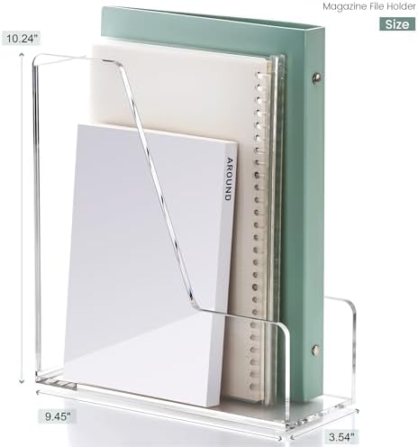 YUXUN Acrylic Magazine File Holder,Clear Desk Organizer File Holder Stand for File/Magazine/Binders/Notebook/Envelopes,Multi-purpose Coloring Comic Book Storage for Home/Office/Classroom Organization - Image 3