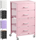 4-Drawers Metal Rolling Cart, Utility Storage Cart with Wheels by Unknown