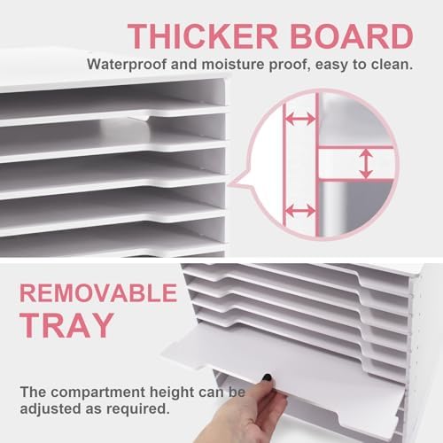 SONGWAY 12x12 Paper Storage Organizer - 13 Tier Desk File Organizer with Adjustable Shelves, Letter Mail Tray, 12x12 Stackable Scrapbook Paper Storage Cube for Home Office Classroom (Pack of 2) - Image 2