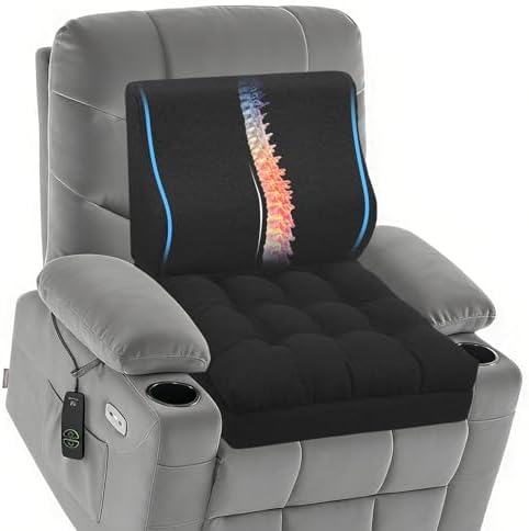 baibu Memory Foam Recliner Cushion with Lumbar Pillow, 20 x 20 x 5 in,Black by baibu