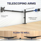 VIVO Premium Dual Ultra Wide LCD LED 40 to 45 inch Monitor Desk Mount, Heavy Duty, Adjustable Telescoping Arms, Flush Wall Setup, Fits 2 Screens, Black, STAND-TS45C - Image 3