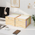 Bamboo Hanging File Organizer, Desk File Box, Open Top, 2 Pack, Natural by LONTAI