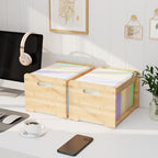 Bamboo Hanging File Organizer, Desk File Box, Open Top, 2 Pack, Natural by LONTAI