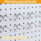 Funrous 100 Pack Hooks for Pegboard Stainless Steel Garage, 4 Inch - Image 4
