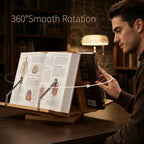 MACTANO Two-Sided Rotating Book Stand, 360° Bamboo Desktop Holder 9 lb - Image 2