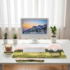 Forest Meadow Desk Mat Set Watercolor Pine Landscape Large Mouse Pad with Wrist Rest 4in1 Desk Mat for Desktop Ergonomic Computer Desk Arm Wrist Anti-Slip Computer Ergonomic Mouse Pad Office Gaming - Image 6