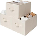 StorageWorks Shelf Organizer Bins, Khaki & Beige Stripes, 3-Pack, Large by StorageWorks