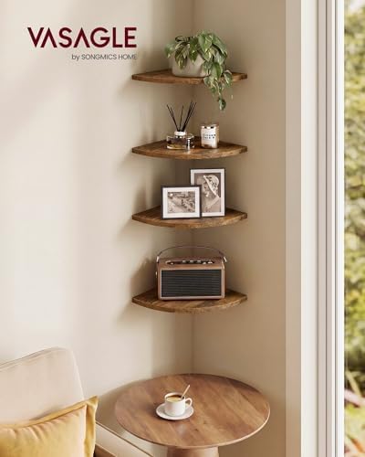 VASAGLE Floating Corner Shelves, Set of 4, 7.8 x 7.8 x 0.5 Inches - Image 2