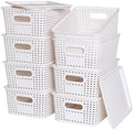 Ohmlove 8 Pack Plastic Storage Baskets with Lids for Organization by OHMLOVE