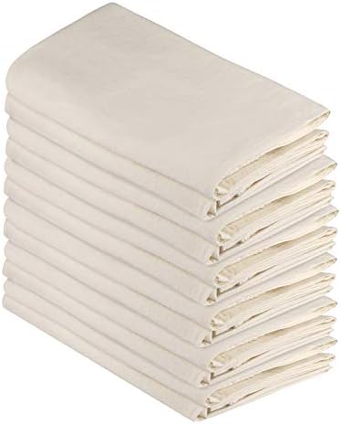 DG Collections 100% Cotton Flour Sack Towels – 12 Pack, 27x27 Inches, Natural, Lint-Free, Pre-Washed, Hemmed Edges – Reusable Kitchen Towels for Cleaning, Embroidery, Printing & Crafts - Natural by DGCollections