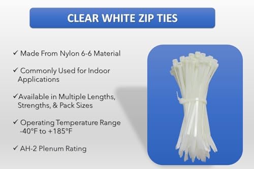 Kable Kontrol Cable Zip Ties, 20 Inch 100 Pcs HD 300lbs Test, Natural White - Image 3