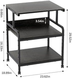 Arbuxzuy Large Printer Stand with Storage Shelf, 23.6" W x 18.9" D Printer Cart with Wheels, 3 Tier Mobile Printer Table for Home Office,Stands for Heat Press Scanner Fax (Black) - Image 4