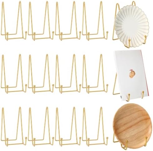 Mixweer 12 Pcs Book Stands for Display Metal Stand, 6", Gold by Mixweer