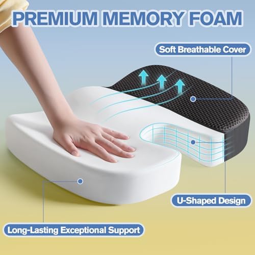 Mureon Office Chair Cushion, Ergonomic Memory Foam Seat Cushion, Mesh Black - Image 3