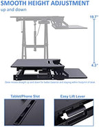 Rocelco Standing Desk Converter and Floor Mat - 31.5 Inch Sit Stand Up Dual Monitor Tabletop Riser with Tablet Mount, Height Adjustable Workstation - Deep Keyboard Tray - Black (R VADRB-MAFM) - Image 2