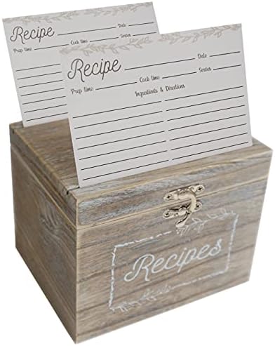 Dekali Designs Rustic Recipe Box and Cards and Dividers (4x6 Inches) - Comes with 50 Recipe Cards and 12 Beautiful Dividers - Wood Recipe Holder With Dual Slots by DekaliDesigns