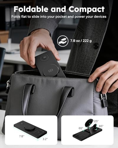 Foldable 3 in 1 Charging Station for Magsafe, Phone and Watch Charger Stand for Apple Devices, Wireless Desk Charger Dock for iPhone 17 16 15 14 13 12 Series, Apple Watch and Airpods - Image 3