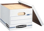 Bankers Box 12 Pack STOR/FILE Basic Duty File Storage Boxes, Standard Assembly, Lift-off Lid, Letter/Legal, White/Blue - Image 7