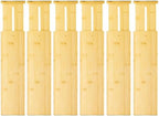 VaeFae 6 Pack Bamboo Drawer Dividers, 4" High Adjustable 16.6" - 21.8" Clothes Drawer Organizers, Expandable Separators for Bedroom/Bathroom/Kitchen/Office Storage by VaeFaeDirect
