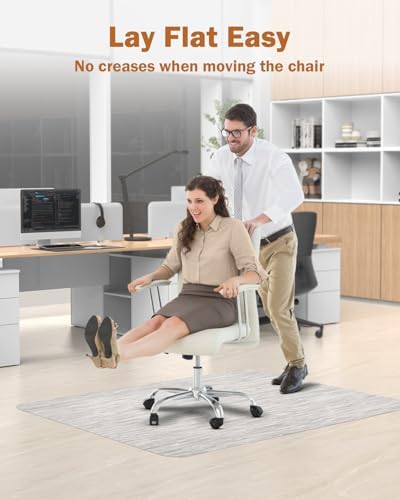 Blvornl Office Chair Mat for Hardwood Floor, 45"*53.1" Desk Computer Chair Mat for Hard Wood, Large Anti-Slip Hard Floor Protector Rolling Chair Mat, PVC Mat Desk Rug for Office and Home Silver Grey - Image 3