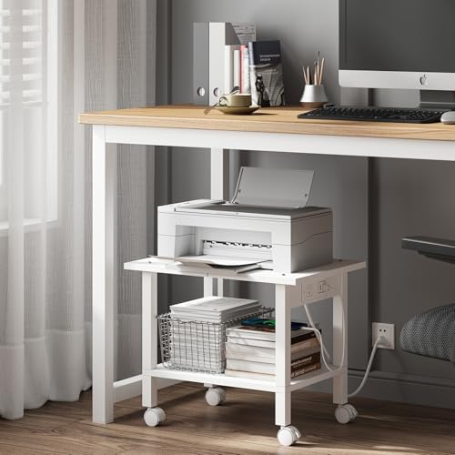 TUTOTAK Printer Stand, 2 Tier Rolling Printer Cart with Charging Station - Image 5