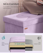 SONGMICS Foldable Storage Ottoman with Flipping Lid, 30 Inch Velvet Bench - Image 4