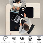 L Shaped Desk Mat Large Corner Mouse Pad Waterproof Curved Desk Mat, Black - Image 4