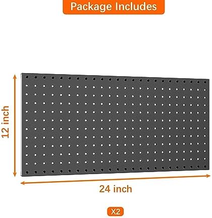 WALMANN 2 PCS 12x24 in Pegboard Panels, 24x24 in Tools Pegboards, Black - Image 4
