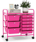 LDAILY 9 Drawer Rolling Storage Cart, Rolling Cart with Drawers for Classroom, Art Supply Craft Organizer on Wheel with Metal Frame & Handles for Home Office School by LDAILY