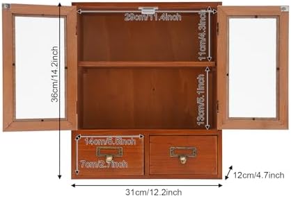 Vintage Wooden Desktop Organizer Desk Drawer Organizer Removable Divider Storage Cabinet for Desk, Countertop - Dust-Free for Cosmetics, Cups, Office Supplies - Image 3