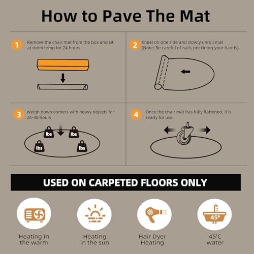 Office Chair Mat for Carpet - 36x36 Inch Plastic Computer Desk Floor Protectors for Chairs Clear Under Desk Rug Pad for Rolling Gaming Chair - Image 6